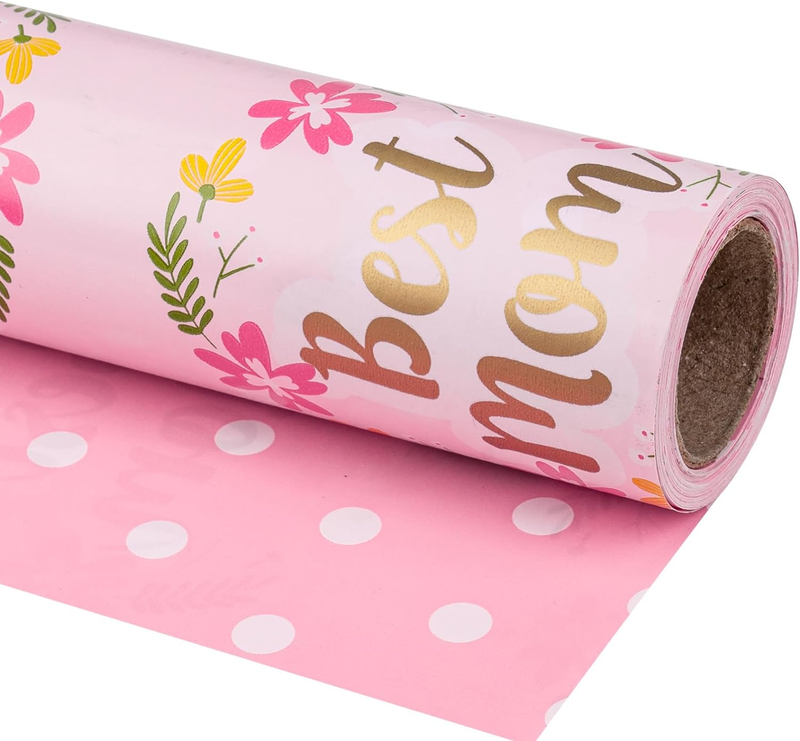 Roll - Best Mom Flower & White Dot In Pink For Mother'