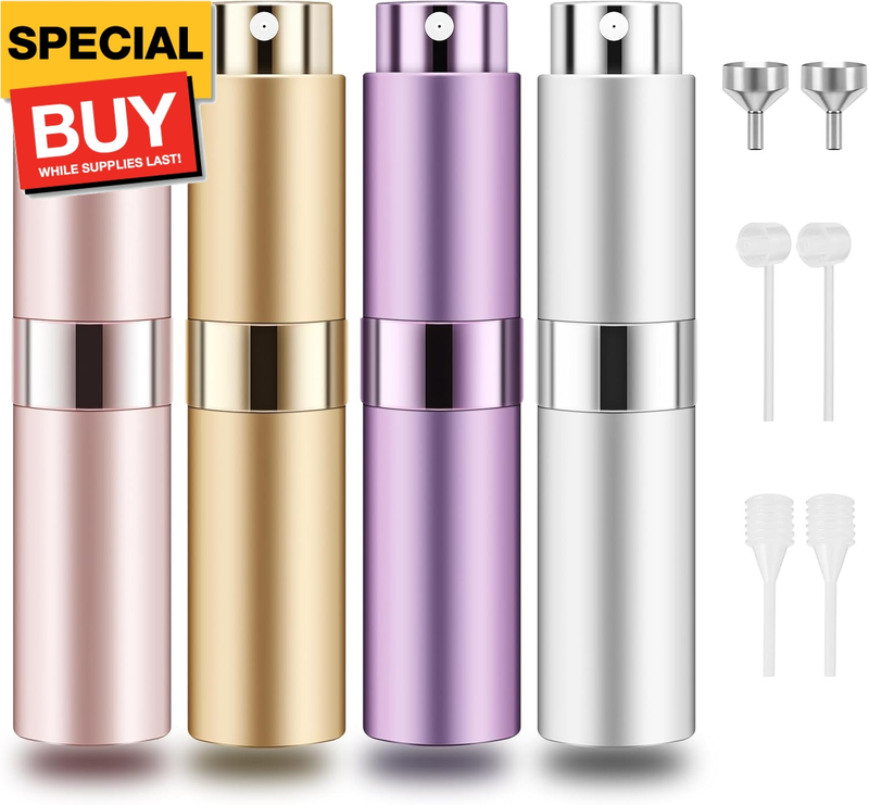 8ml Cologne Travel Bottles, Mini Perfume Atomizer Refillable, Portable Cologne Sprayer Empty Fragrance Travel Atomizer(4 Pack)