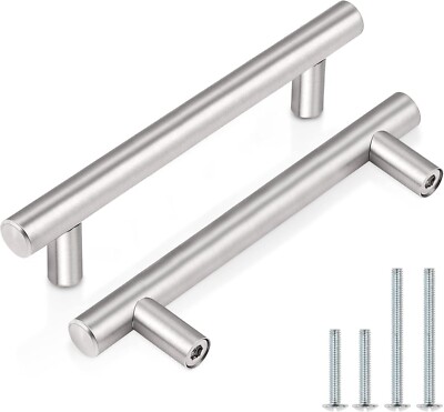 Probrico 5 Pack|3-1/2 Inch Modern Cabinet Pulls Satin Nickel, Stainless Steel Ca