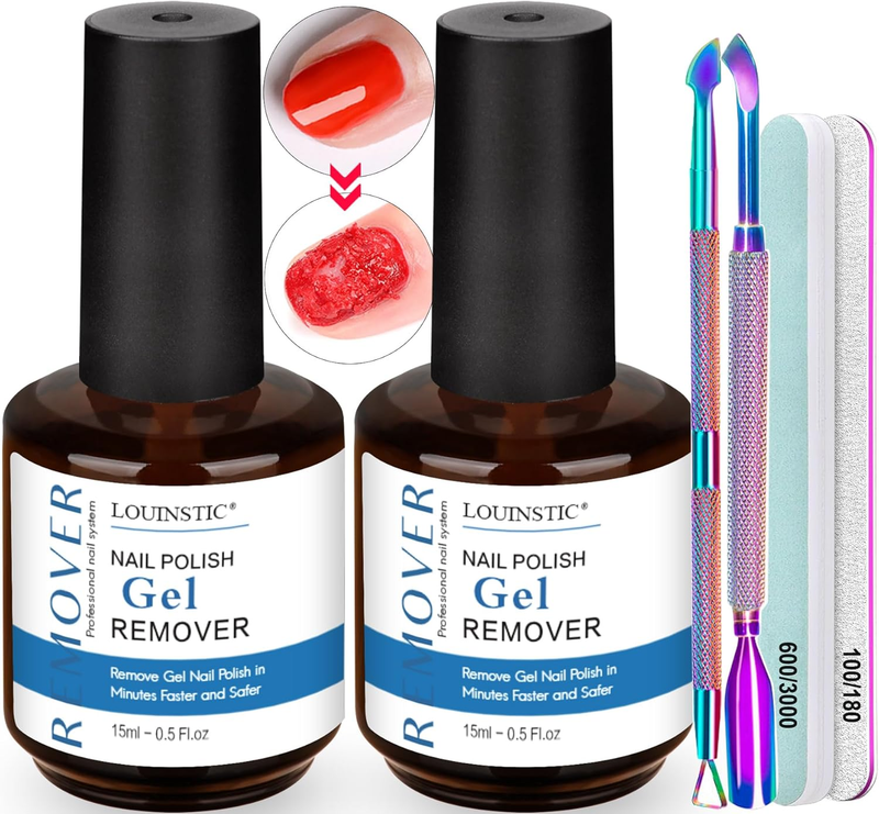 Gel Nail Polish Remover,Quickly Remove Gel Polish in 2-5 Minutes(2pcs/15ml)