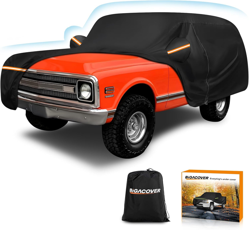 Car Cover for Chverolet K5 Blazer/Gmc Jimmy 1969-1991 210D Oxford Cloth and Cotton Car Cover Waterproof All Weather with Zipper Windproof Heavy Duty All Weather with Wind, Sun, UV and Dust Protection