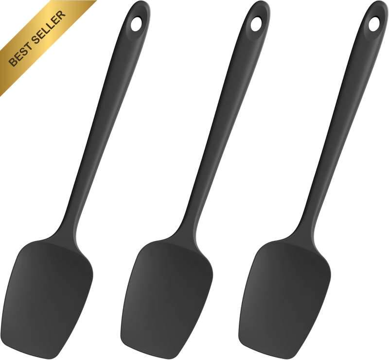 3PCS Silicone Spoon Spatula 315°C Heat Resistant Nonstick Black
