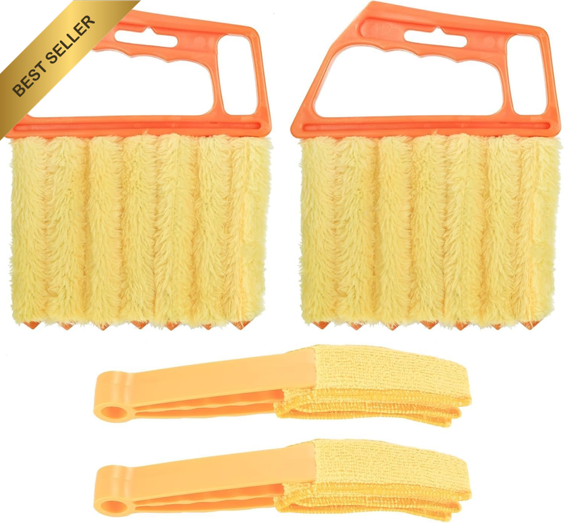 4Pcs Window Venetian Blind Cleaner Duster Tool, Include 2Pcs 7 Finger Blind Dust