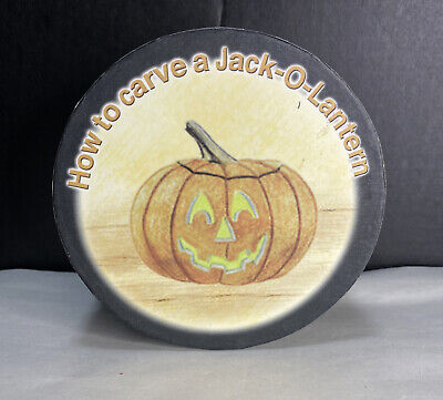 MWW Market HOW TO CARVE A PUMPKIN 4.5" Mini Plate Set 4 Halloween Jack-O-Lantern
