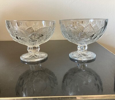 Pasabahce Circle Turkey Art of Glass Fruit Design Sherbert Dessert Bowls 14 Set