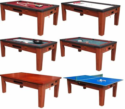 6 in 1 COMBO GAME TABLE~POOL~AIR HOCKEY~PING PONG~ROULETTE~POKER~DINING ~ CHERRY