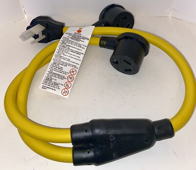 30 amp splitter 3 Prong Dryer Y Splitter L-Prong NEMA 10-30P Male to 2 x (READ)