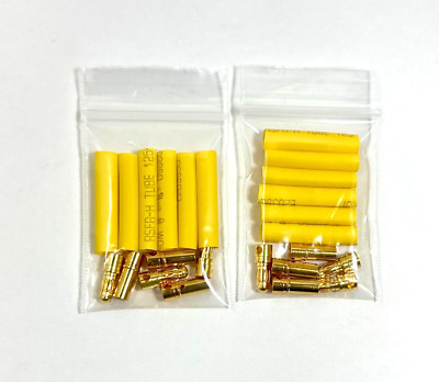 (2 Sets) 3.5mm Bullet Connectors Male & Female with Heat Shrink For RC Motor 