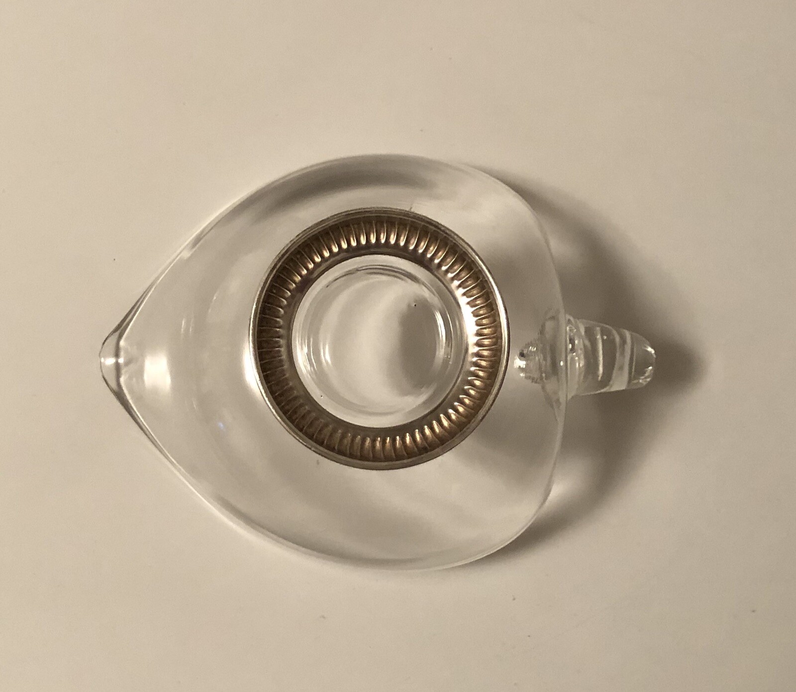 Vintage Frank M Whiting Sterling Silver Glass Boat Gravy / Sauce / Creamer Bowl