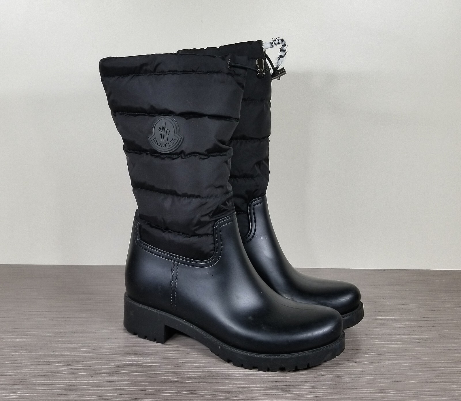 Moncler Ginette Insulated Rain Boots, Black, Womens Size 5 US / 35 EU