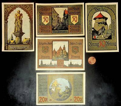 1921 Germany SCHLEUSIAGIN 20 25 50 75    Phennig Banknote / Notgeld Set