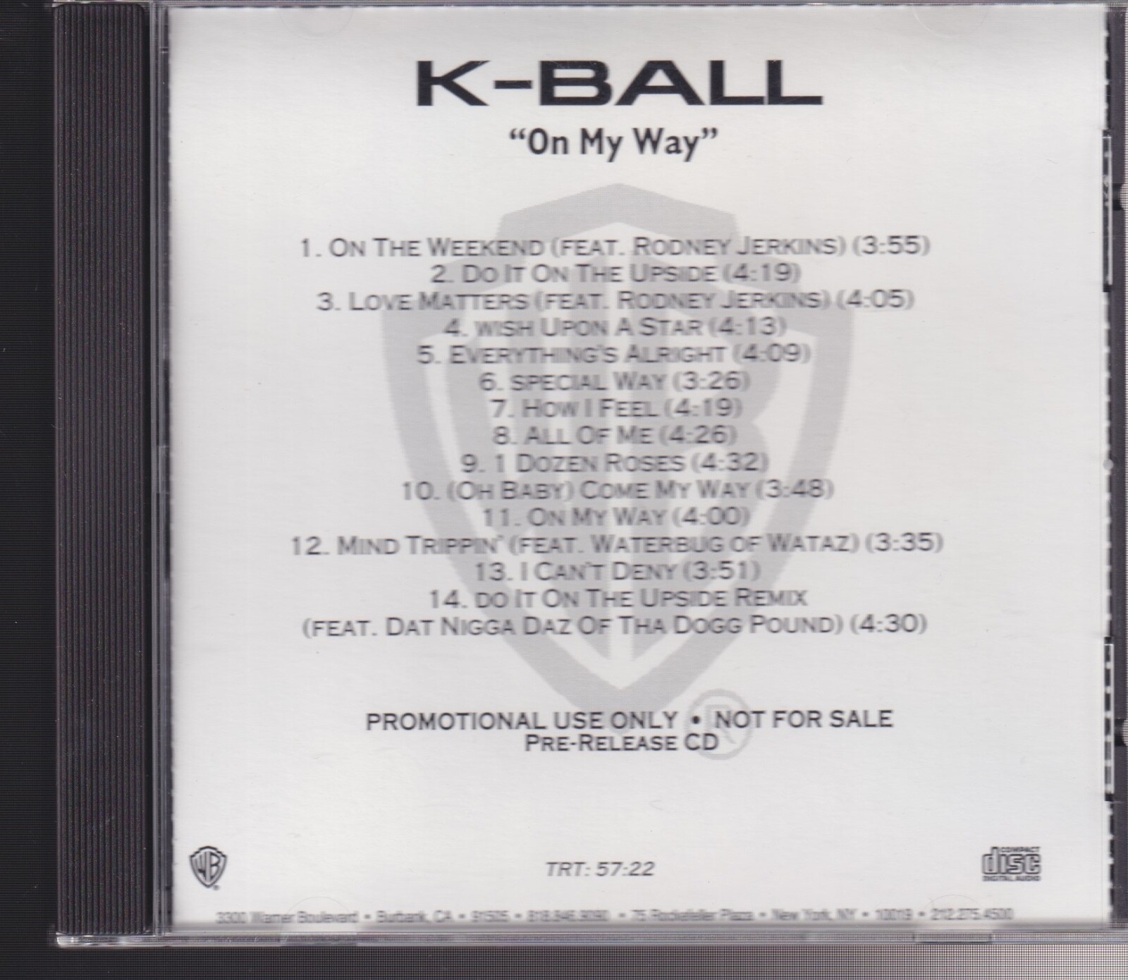 洋楽 K-Ball On My Way 1997 Promo only Advance 洋楽 K-Ball On My Way 1997 Promo only Advance K-Ball – On My