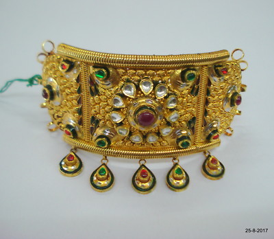 Traditional design 20kt gold armlet bracelet bajuband arm ornament kundan meena eBay