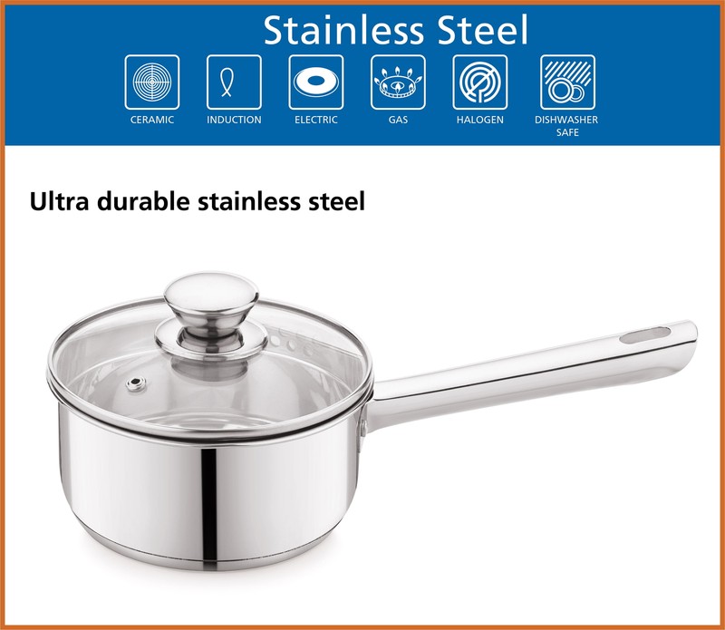 Stainless Steel 1-Quart Saucepan with Straining Lid Perfect for Soups