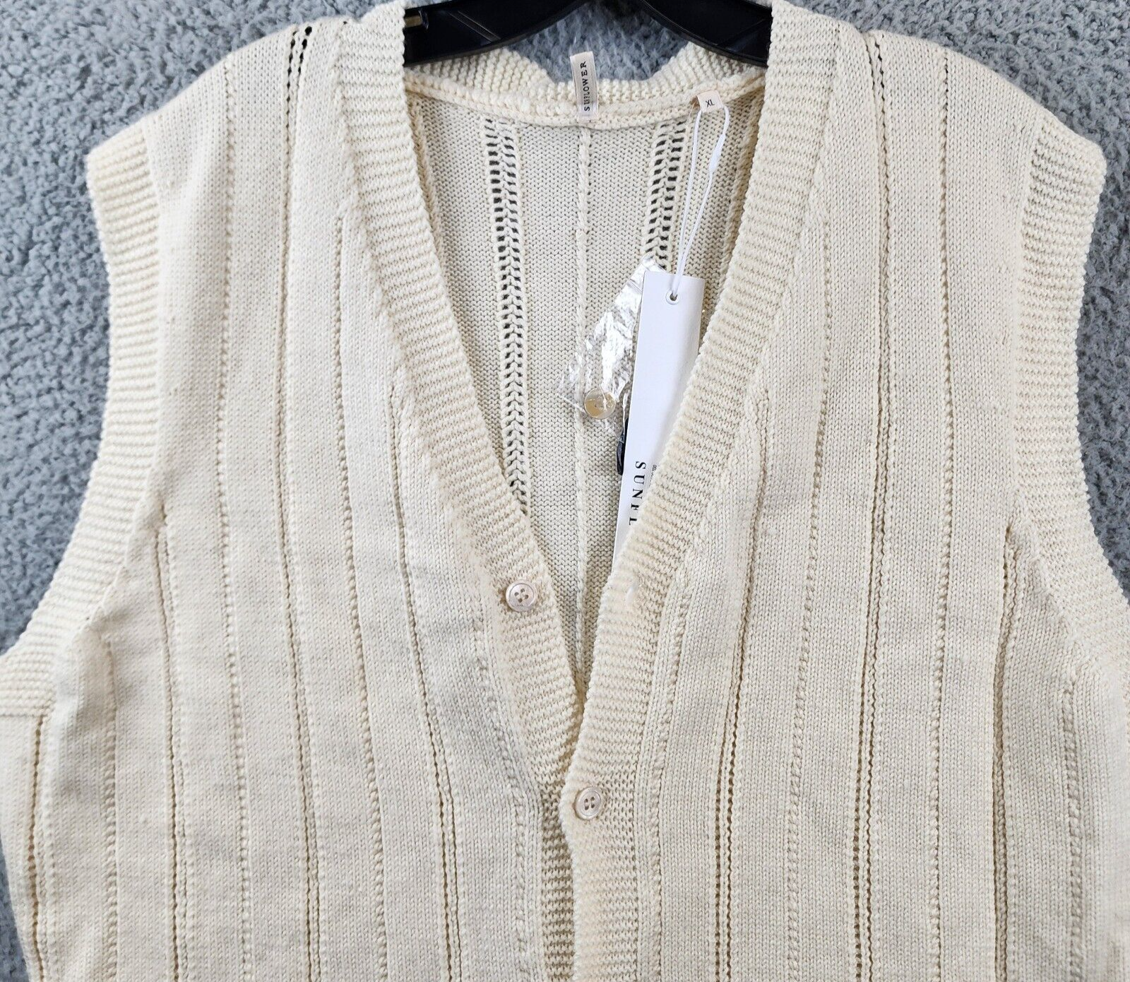 トップス SUNFLOWER ALEX COTTON KNIT VEST Sunflower Alex Wool Cable Knit Sweater Vest Men's XL Off