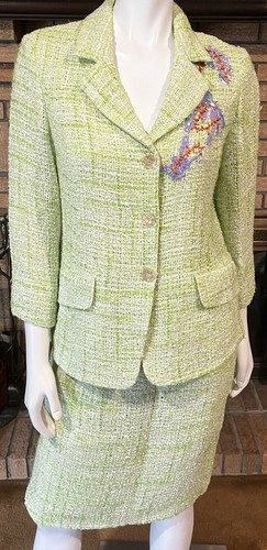 Christian Lacroix Vintage 90s Lime Green/White Open Weave 2