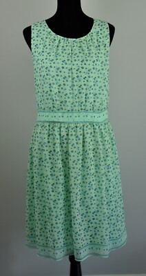 MSSP Max Studio NWT Womens XL Summer Tank Dress Smocked Waist Green Lightweight