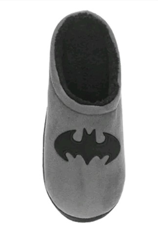 DC Comics Batman Men's Grey/Black Slip-On Slippers Size Large (11-12) NWT