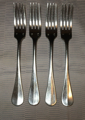 Lot of 4 Dinner Forks Sant Andrea Stainless Flatware 8.5''L Silver Color Heavy