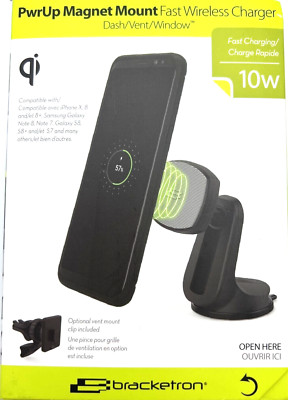 Bracketron - PwerUP Magnet Mount Fasr Wireless Charger - Dash/ Vent/ Window