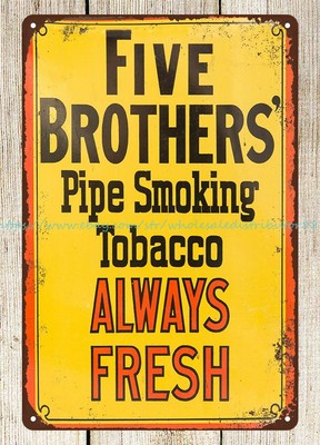 Decorative objects home Five Brothers Pipe Smoking Tobacco metal tin sign