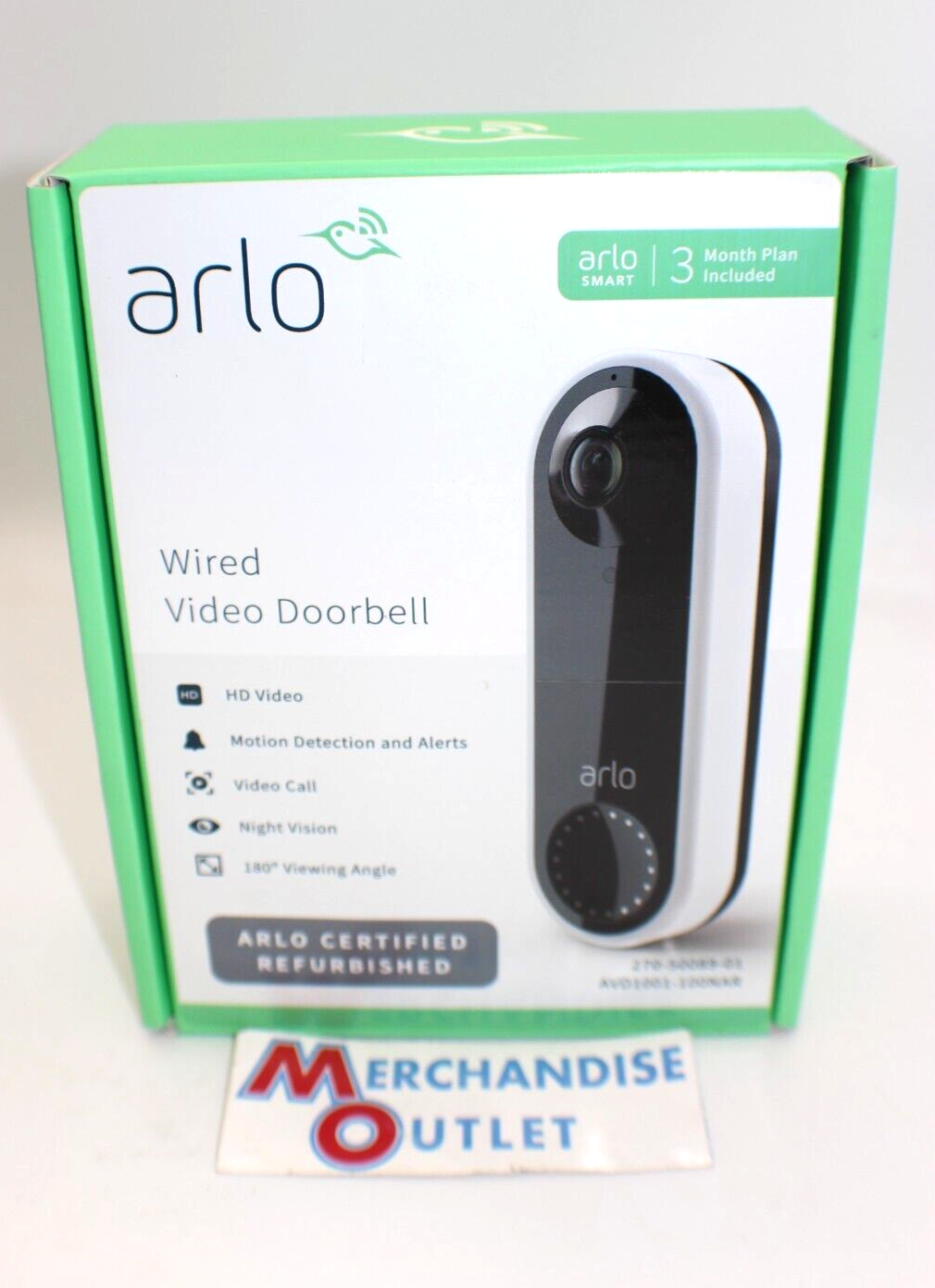 Arlo AVD1001-100NAR Wired Video Doorbell, Black