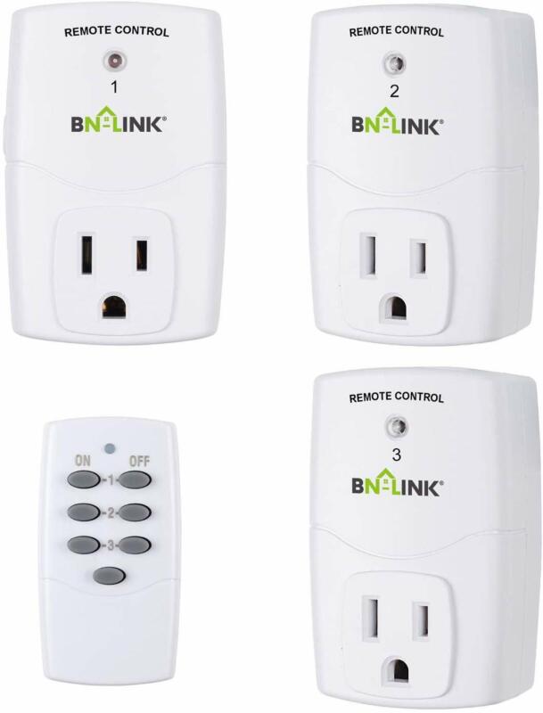 Bn-Link Wireless Remote Control Outlet Switch Power Plug -1 Remote 3 Plugs