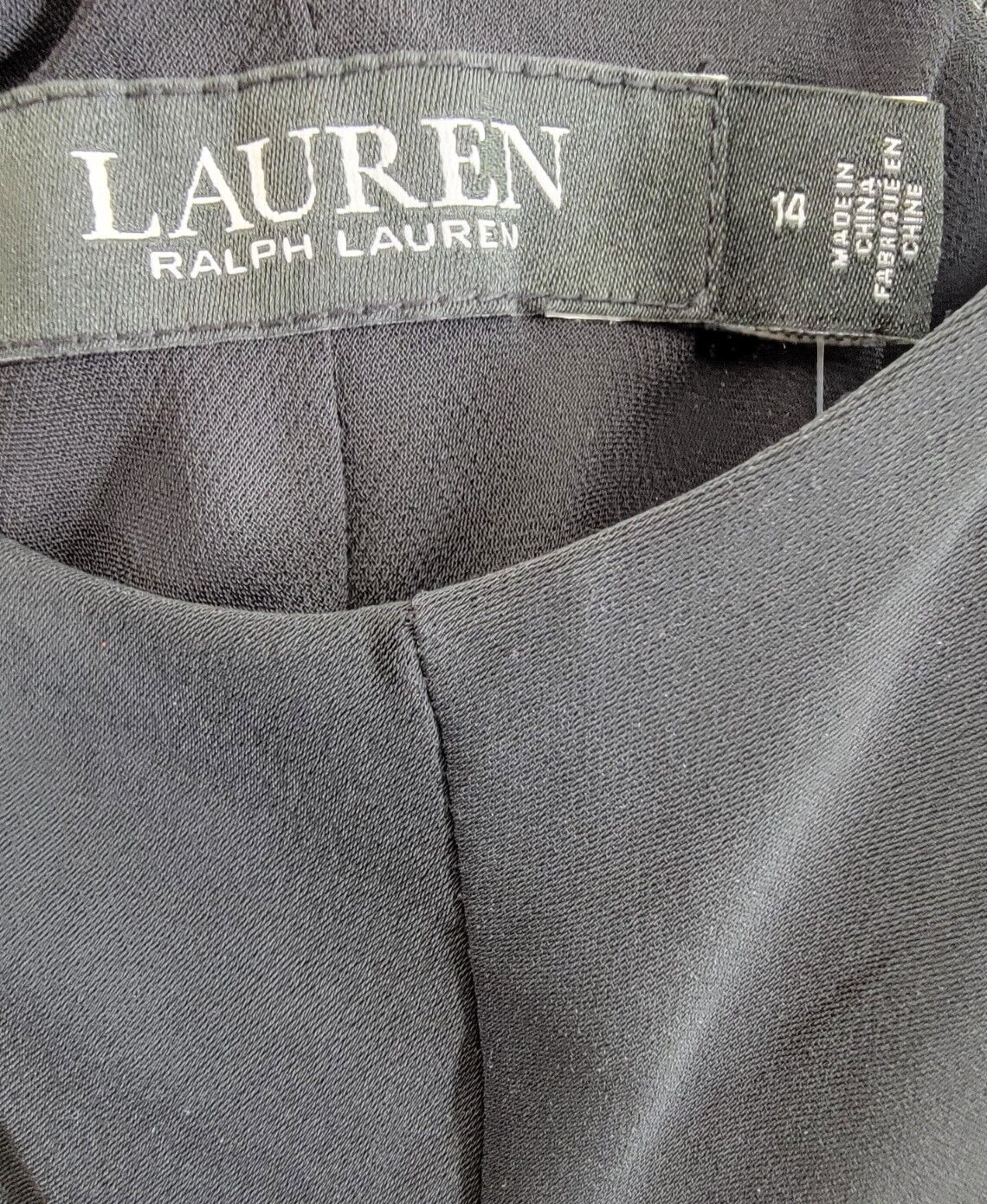 Lauren Ralph Lauren Beaded Georgette Cocktail Dress Women's 14 Black Sleeveless~ - Picture 8 of 17