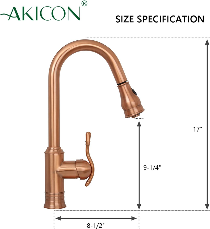 Single-Hole Pull-Down Sprayer Copper Kitchen Sink Faucet Single Handle - Includi
