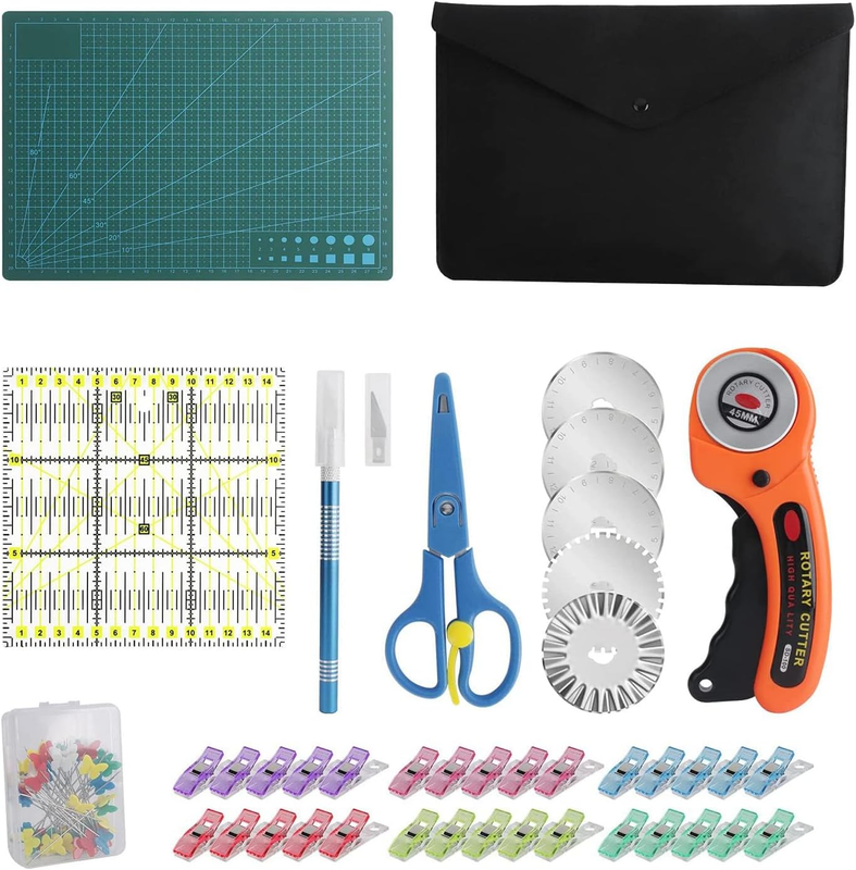 45Mm Rotary Cutter Set, 96 PCS Rotary Cutter Kit with 5 Pcs Replacement Blades,