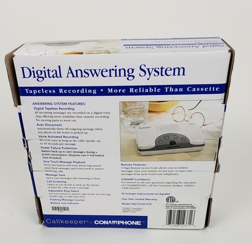 Conairphone Callkeeper Digital Answering System TAD1212W White New in Box