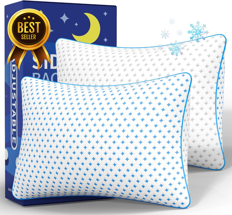 Queen Size Pillow Set of 2 for Sleeping Cooling Adjustable Memory Foam Pillows D
