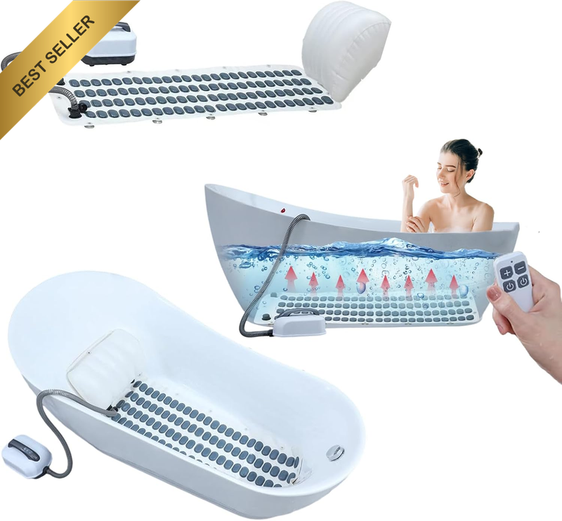 Bath Spa Massage Mat, Bubble Bath Mat, 6-Speed Adjustable Massage, 114 Nozzles w