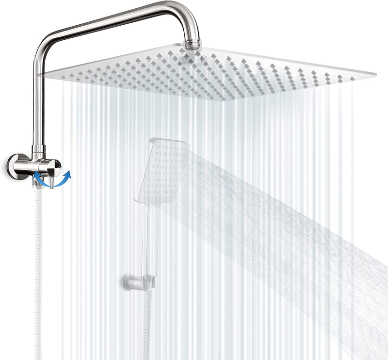 All Solid Metal 3-Way Shower Arm Diverter Valve with 16 Inch