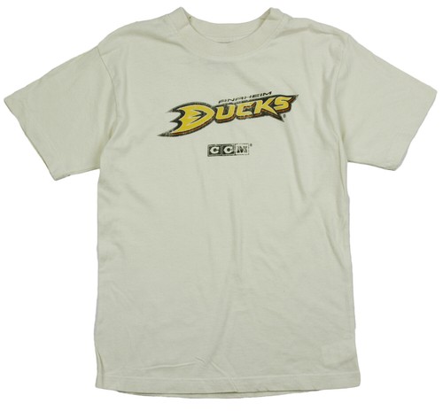 Винтажная футболка Reebok NHL Youth Boys Anaheim Ducks NHL с коротким рукавом, кремовая