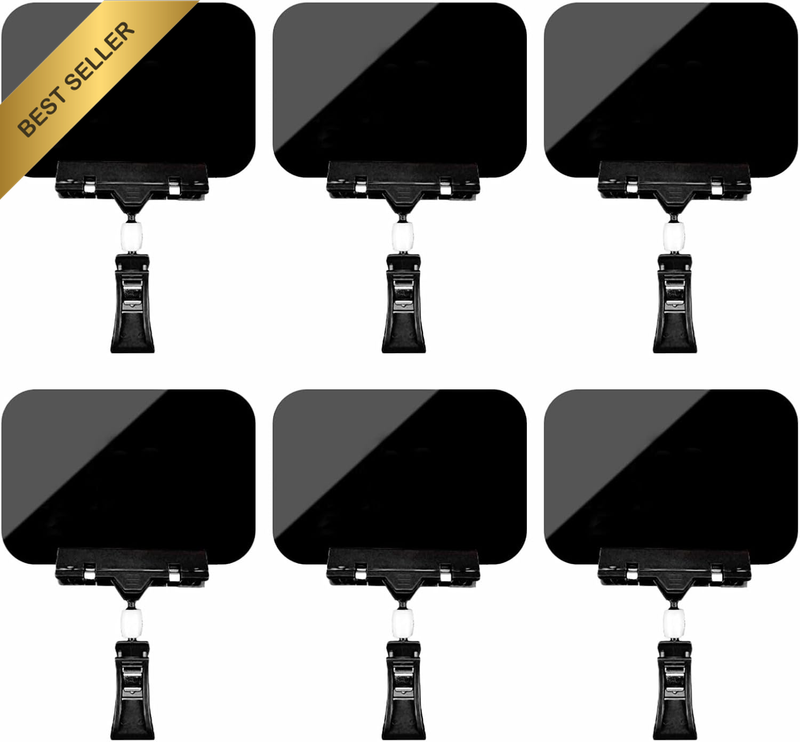 6 Pcs Mini Plastic Rectangle Chalkboard Sign with Clips, Reusable Message Board