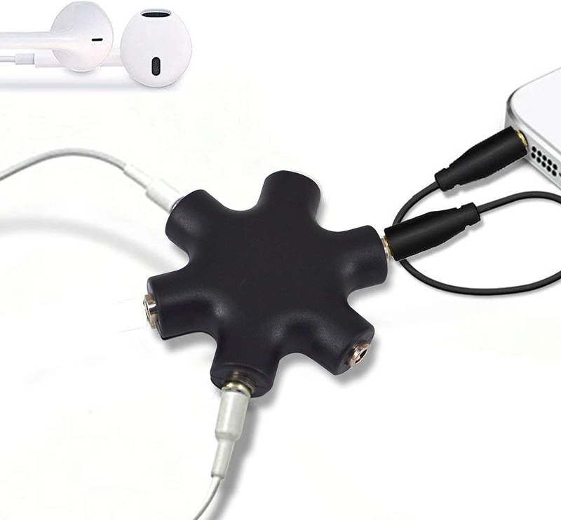 Headphone Splitter, 5-Jack 3.5 Mm Audio Headphone Splitter Stereo Audio Headset