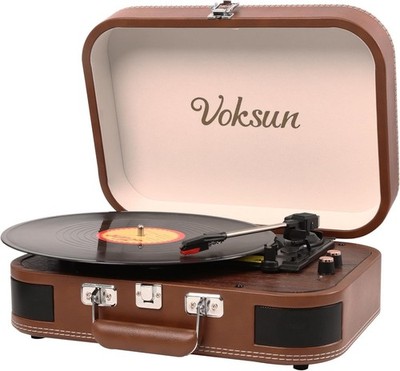 VOKSUN S300 Giradischi, Bluetooth  Vinile Portatile  Casse Incorporate