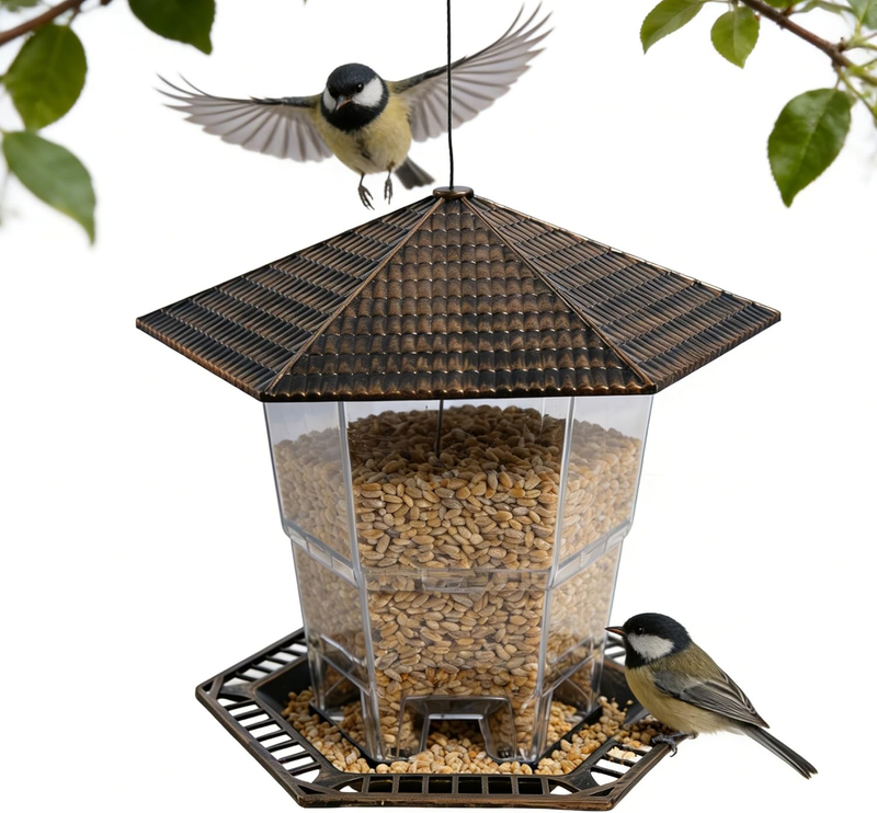 Bird Feeders for Outdoors Hanging, Gazebo Wild Bird Seed Feeder for outside Roof