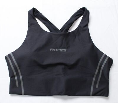 Fabletics No-Bounce Reflective High Impact Sports Bra WR4 Black Medium NWT