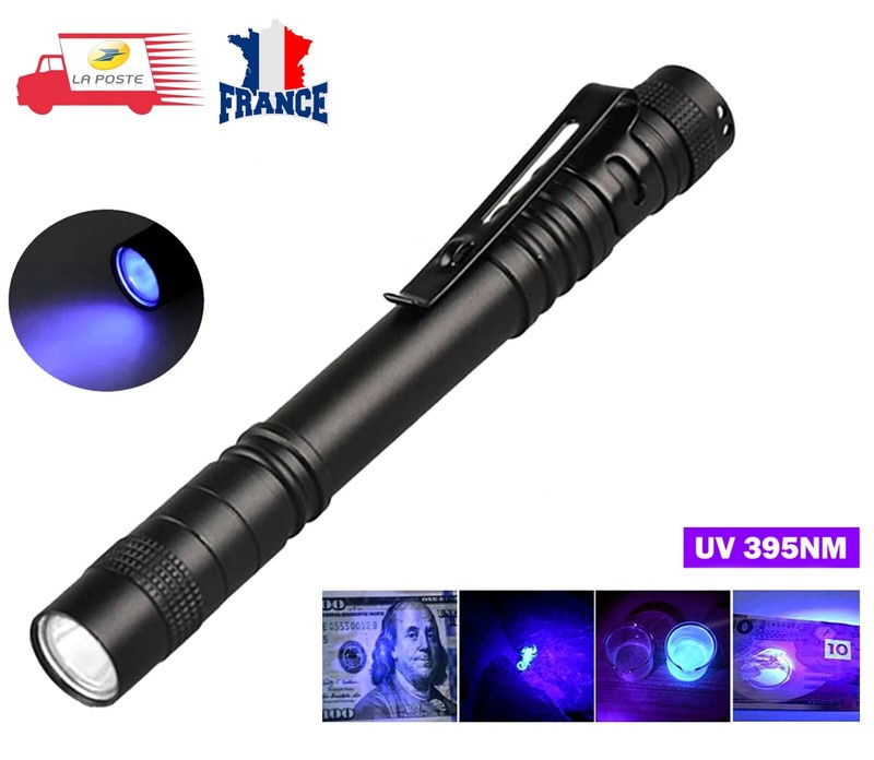 Lampe De Poche Led Ultraviolet Mini Torche Led 395nm DÃ©Tecteur D'Argent