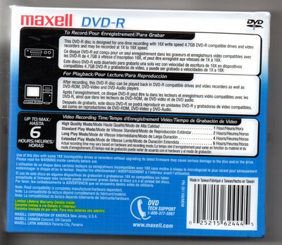 3 pack maxell dvd - r blank discs  120 min  4.7 gb  brand new  sealed