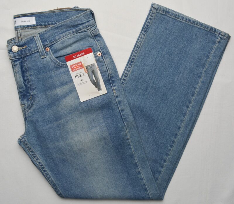 Signature By Levi Strauss #11322 New Men'S Relaxed Flex Jeans