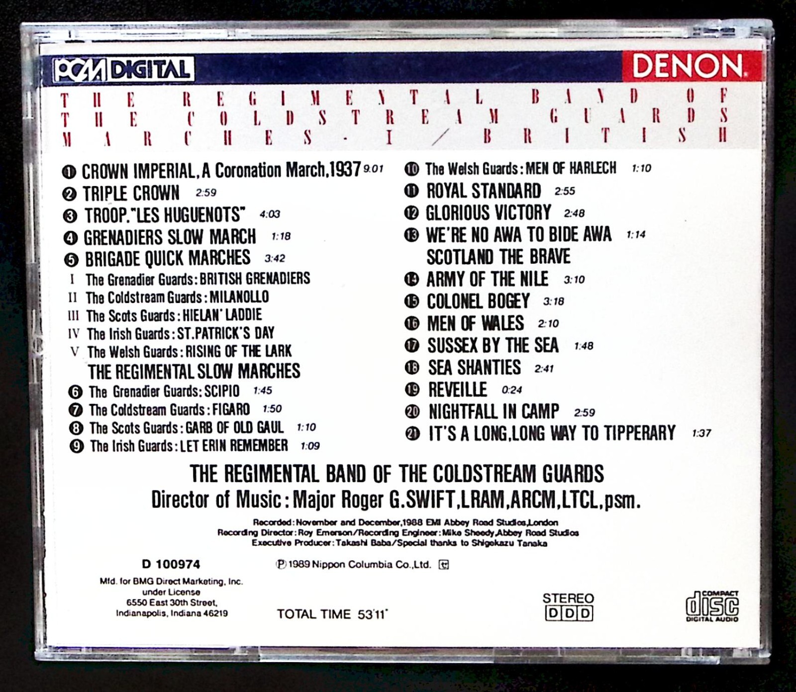 THE REGIMENTAL BAND OF THE COLDSTREAM GUARDS  MARCHES I / BRITISH  DENON CD6484
