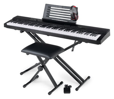 Digital 88 Tasten Keyboard E-Piano Stage Piano Set X-Ständer Hocker Kopfhörer