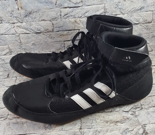 Adidas Men's Black/White Leather Lac-Up Athletic Wrestling Boxing Shoes Size 12