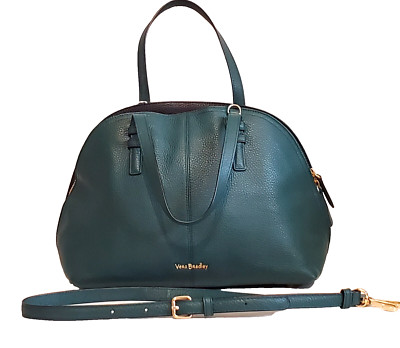 Vera Bradley Diana Satchel Detachable Shoulder Strap Forest Green Leather