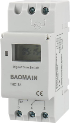 Baomain THC15A Digital LCD Timer Switch - Programmable, 16A, AC 220V-240V