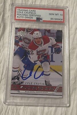 COLE CAUFIELD MONTREAL CANADIANS SIGNED 2021-22 YOUNG GUNS PSA AUTO GRADE 10 #4