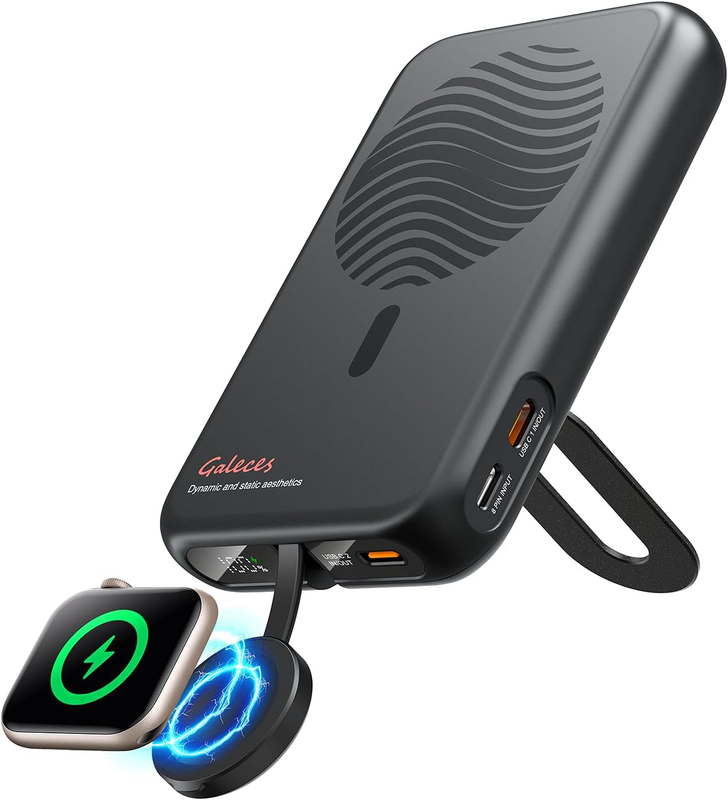 Magnetic Portable Charger,10000Mah Foldable Wireless Power Bank for Iphone and A